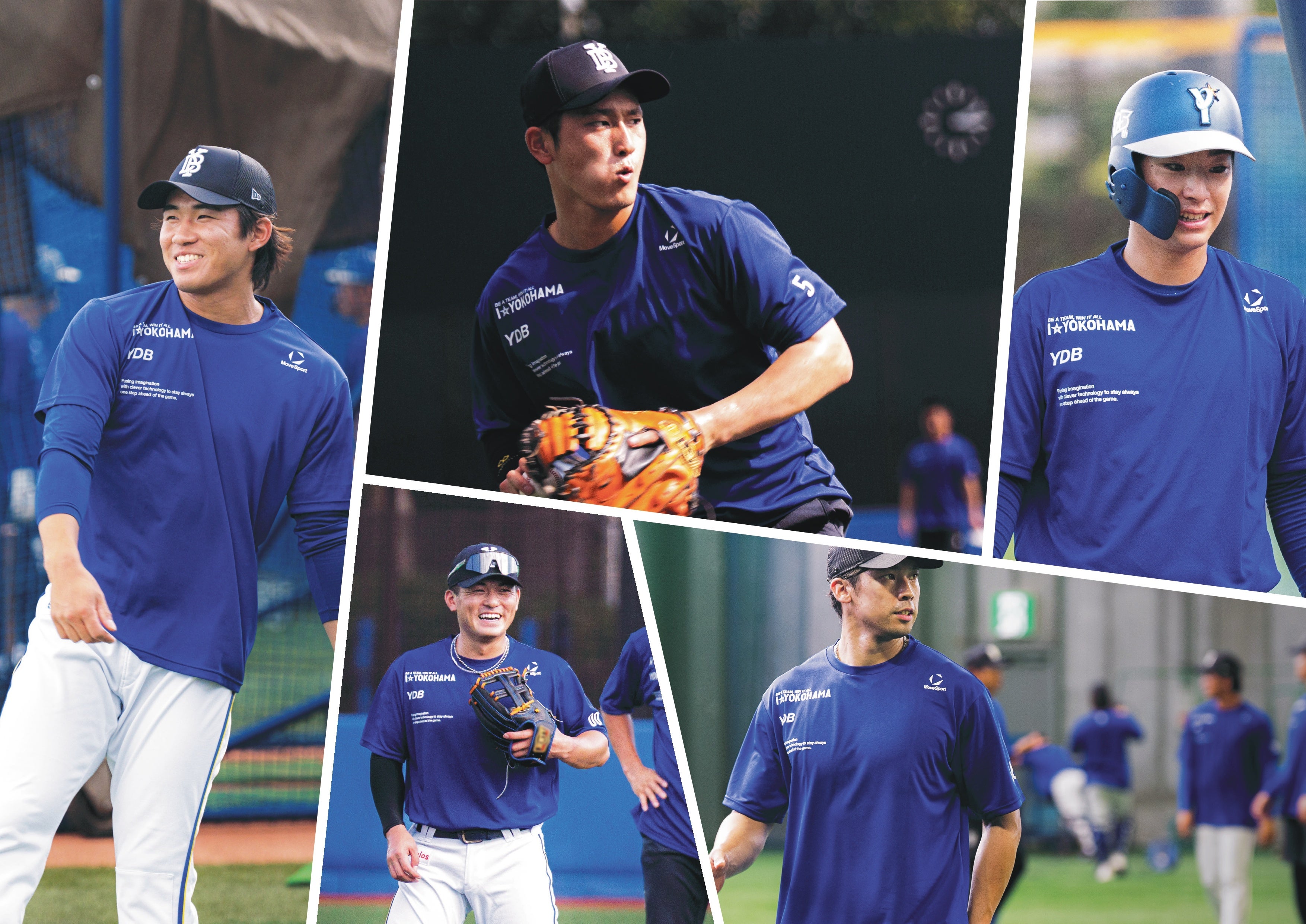 横浜DeNAベイスターズ選手のMoveSportプラクティスTシャツ着用写真(発表元の組写真)